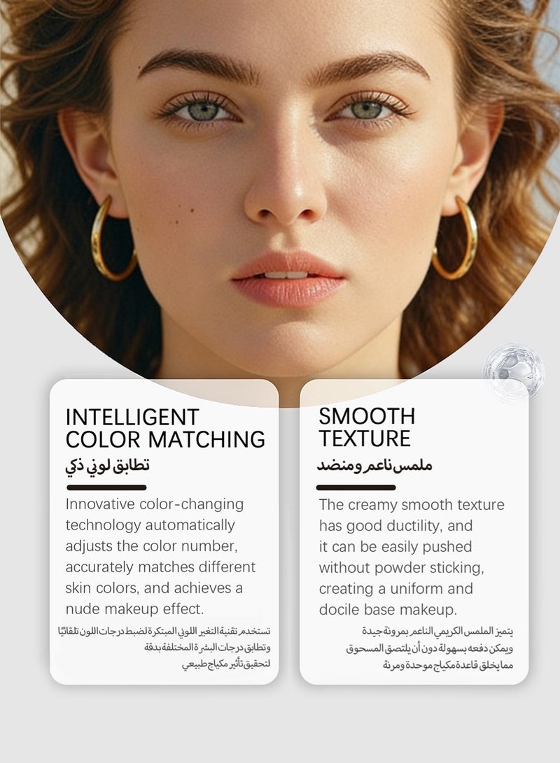 Selirxy 2-in-1 Color-Changing Foundation Stick with Detachable Brush - Lightweight Natural Makeup Effect, High Concealing Power, Long-Lasting Waterproof Base for Daily Use - Ivory White - Image 4